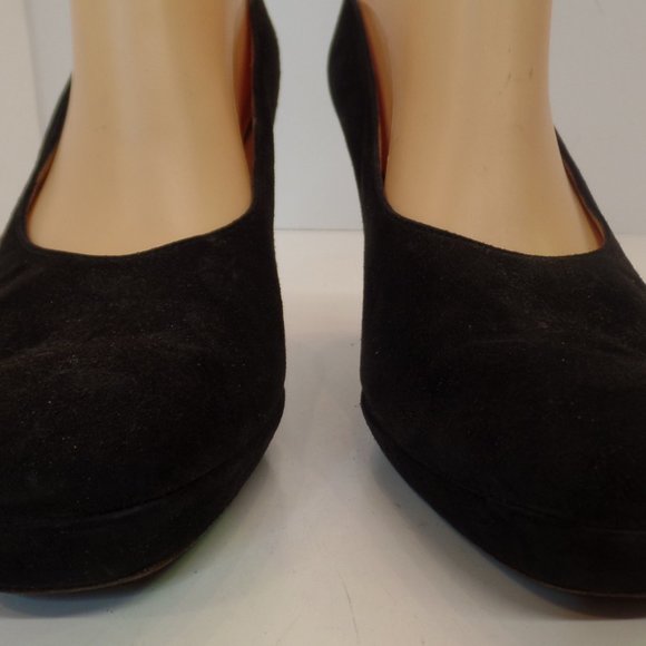 FENDI Made In Italy Black Suede Leather Pumps 4" Heels Sz 9 Timeless Classics - Picture 3 of 11
